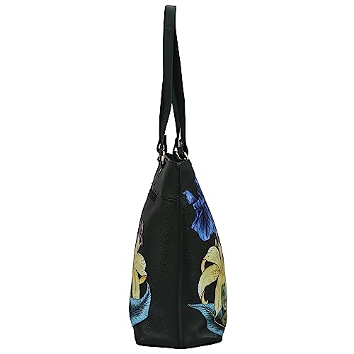 Anuschka Women’s Hand-Painted Genuine Leather Large Zip Top Tote - Vintage Floral