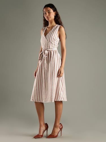 Cotton Wrap Neck A-Line Dress