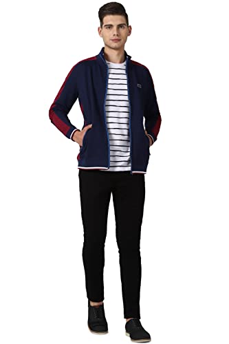 Peter England Men's Cotton Blend High Neck Sweatshirt (PJSTJRGF295396_Navy_M)