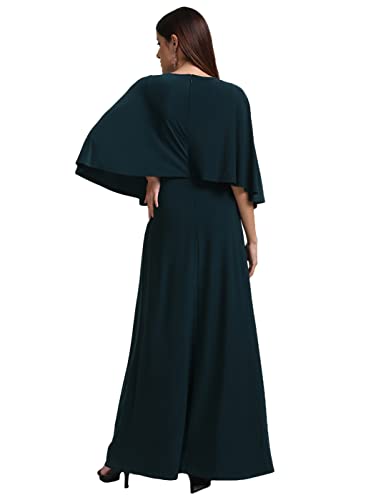 Kazo Embellished Polyester Blend Round Neck Women's Maxi Dress (Green,Small)