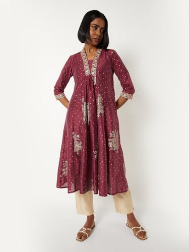 Max Women Foil Print A-line Kurta (Red_XL)