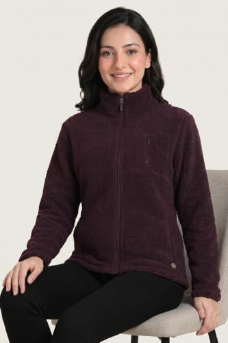 Zivame Sherpa Knit Poly Winter Loungewear Jacket - Wine
