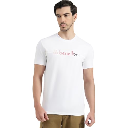 United Colors of Benetton Regular Fit Round Neck Solid T-Shirt (Size : 3XL) - 26P3ZSTJ3525I101 White