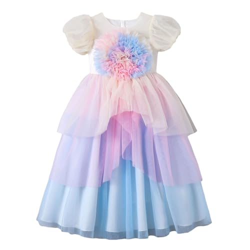 Hopscotch Girls Short Sleeves Embellished Multi Color Gowns (8-10 Years)