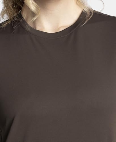 Jockey MW88 Women's Microfiber Fabric Regular Fit Half Sleeve Breathable Mesh T-Shirt with Curved Hem Styling_Coffee_S