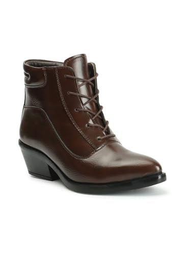 ELLE Women's Fashionable Lace-Up Boots Colour-Brown, Size-UK 3