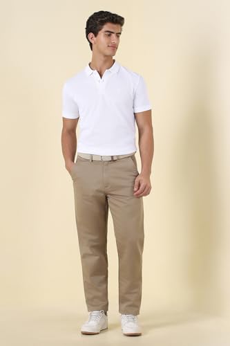 Men Brown Solid Casual Trousers