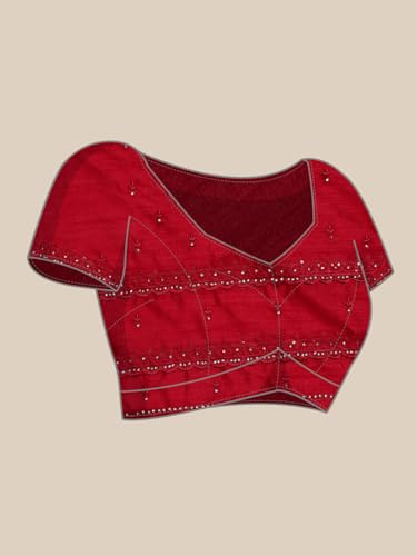 Kalyan Silks Women's Art Silk Full Of Maroon Shaded Sequence Fancy Saree With Plain Blouse
