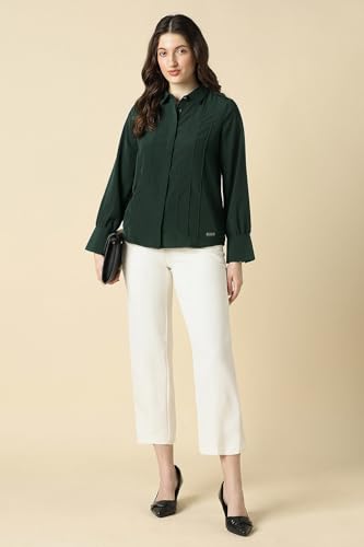 Women Green Solid Long Sleeves Shirt