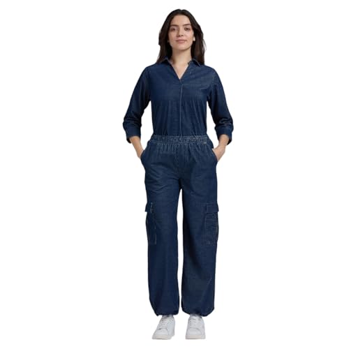 Pepe Jeans Women's Relaxed Pants (PL211830_Indigo Blue_Mid Wash