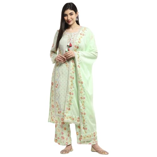 BIBA Women Pista Green Modal Blend Straight Kurta Set_38