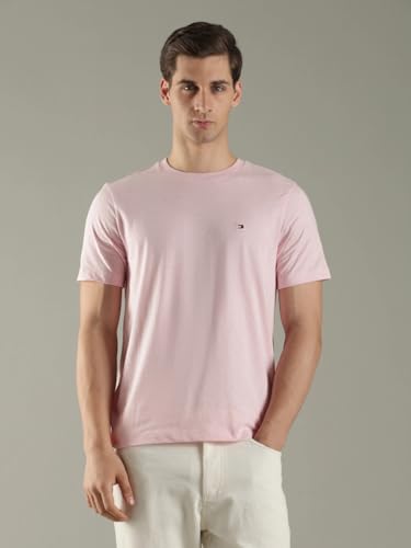 Solid Regular Fit Cotton T-Shirt Pink