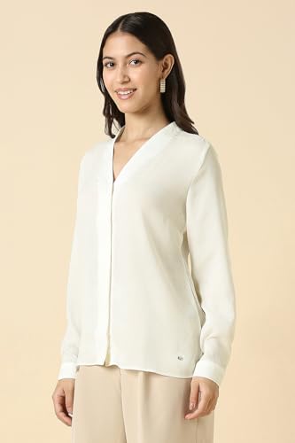 Allen Solly Women White Textured Long Sleeves Shirt