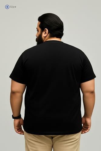 BRATMAZ Plus Size Men's Cotton T-Shirt, Black, Crew Neck, Half Sleeve, Casual Wear (in, Alpha, 3XL, Plus)