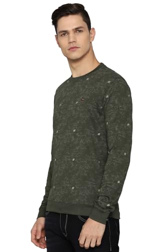 Louis Philippe Men Casual Green Print Sweatshirt
