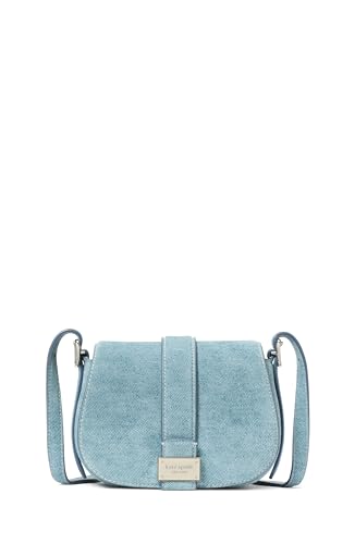 kate spade new york Nouveau Textured Leather Mini Saddle, Denim Blue Multi, One Size, Nouveau Denim Suede Mini Saddle