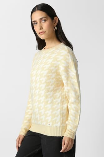 Women Beige Print Round Neck Sweater