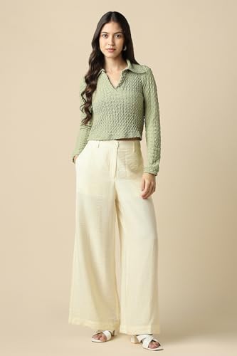 Allen Solly Women's Regular Casual Pants (AHTPCRGF874601_Beige