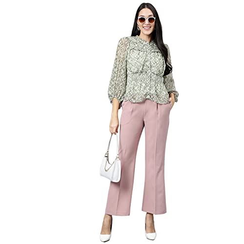 Latin Quarters Women's Pink Solid Pant