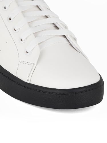 Carlton London Women White-Black Comfortable Lace-Up Snakeer with Heels, for for Casual, Walking & Daily Use (38)