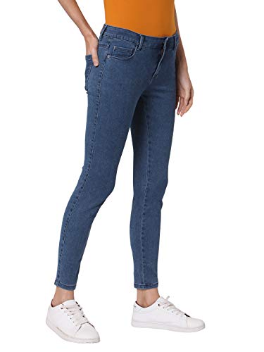 VERO MODA Women's Cotton Blend Skinny Fit Blue Classic Jeans_26