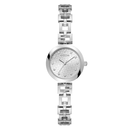 Guess Gb Lady G Analog Watch for Women with Silver Round Dial & Silver Stainless Steel Bracelet Band Water Resistant Women's Wrist Watches - GW0549L1
