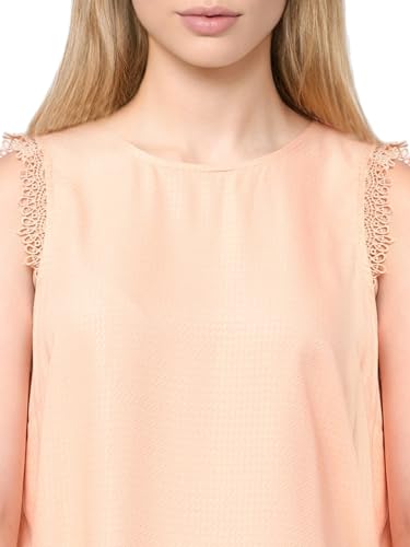 VERO MODA Women's Solid Relaxed Fit T-Shirt (Canyon Sunset)