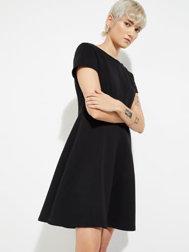Max Women's Cotton Blend Modern Below The Knee Dress (W25DRS05_Black