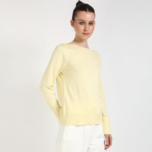 Womens Yellow Solid Sweater