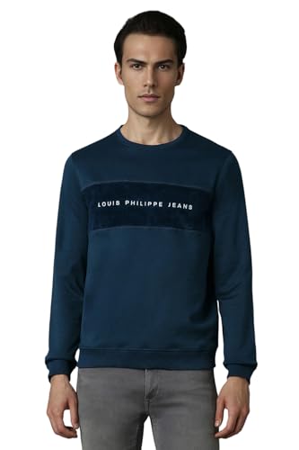 Louis Philippe Men Casual Navy Solid Sweatshirt