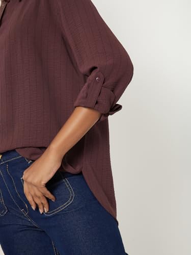 Max Women Striped Shirt (Maroon_XL)