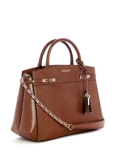 Guess Cognac Textured Magnet Melinda Triple Comp Satchel Bag