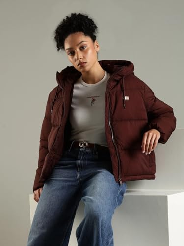 Tommy Hilfiger Women's A-Line Coat (F25JWOT039_Brown_M)