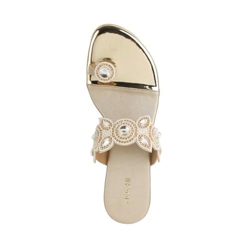Mochi Women Off White Embellished Ethnic/Wedding Slip-on Sandal UK/8.5 EU/42 (35-1522)