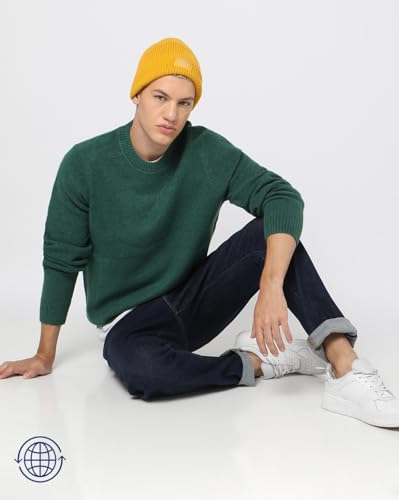 GAP Men Regular Fit Crew-Neck Pullover, Green, S