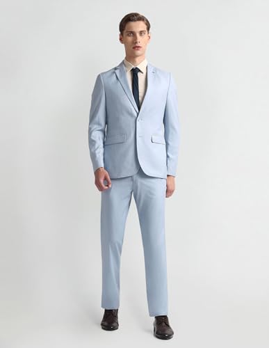 Arrow Men's Polyester Single Breasted Business Suit Pants Set (ARAHSU5528_Light Blue