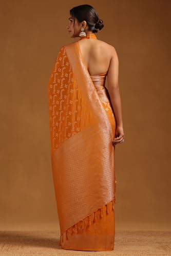 Soch Womens Mustard Viscose Silk Zari Woven Saree