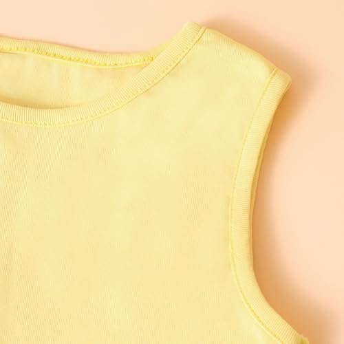 Hoscotch Girls Gingham Yellow Sleeveless Overall Set For Ages (5-6 Years)