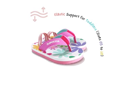 FLIPPSTER Kids Flip Flops With Cute Pink Mint Floral Print, Casual Summer Wear for Little Kids (UK Footwear Size System, Little Kid, Numeric, Medium, 10)