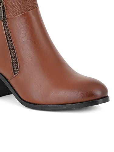 Elle Women's Zip Boots Colour-Tan, Size-UK 8