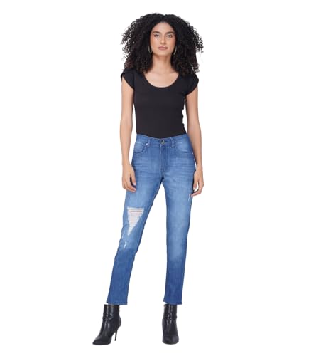 i'sol Women's Skinny High Rise Clean Look Stretchable Ankle Length Slim Fit Denim Jeans Light Blue