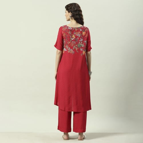 BIBA WOMEN PRINTED STRAIGHT SALWAR KURTA DUPATTA(SKD7426E_RED_36)
