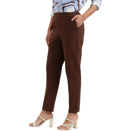 United Colors of Benetton Solid Regular Fit Trousers (Size : XL) - 26P4WVNBT358I902 Brown