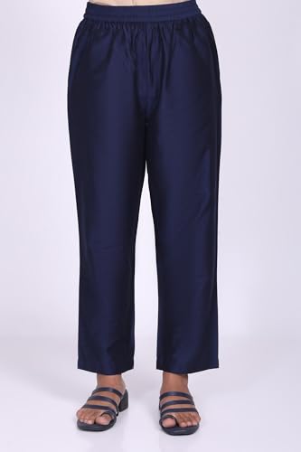 W for Woman Navy Blue Zari Chanderi Straight Kurta with Straight Pant and Dupatta Set - (WSST19985-213192-XS)