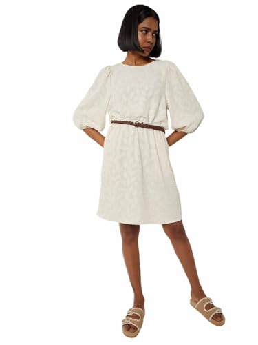 Max Women Jacquard A-line Dress(Beige_XXL)