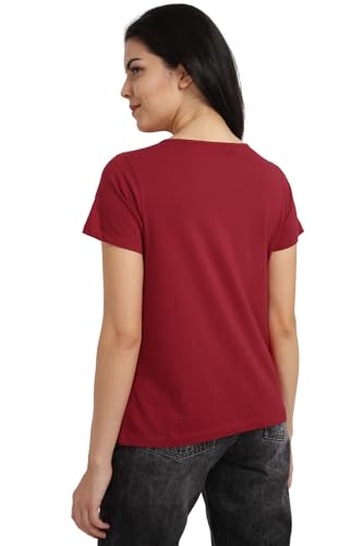 Allen Solly Women's Regular Fit T-Shirt (AHCTCRGB681451_Red