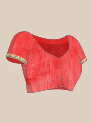 Pandadi Saree Women's Red Marble Georgette Mill Foil Bandhani with Intricate Work Border And Unstitched Blouse Piece