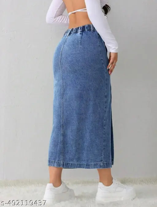 Woman High Waist Denim Skirt