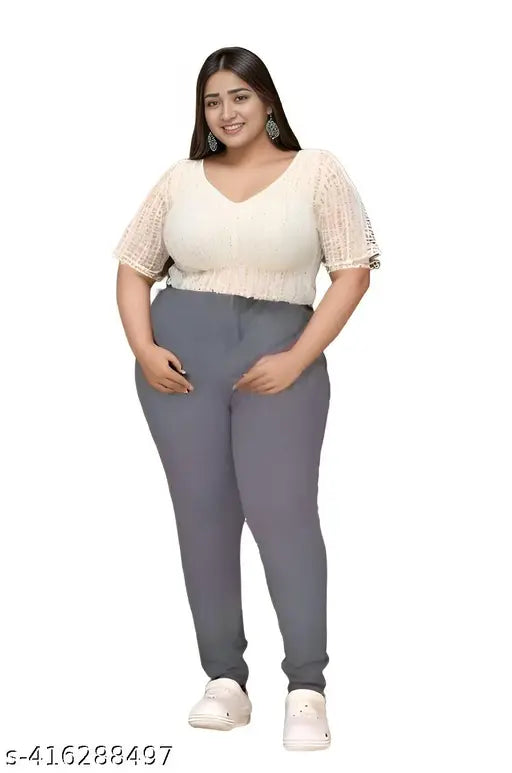Plus Size Premium Quality Grey color Denim Jeggings.