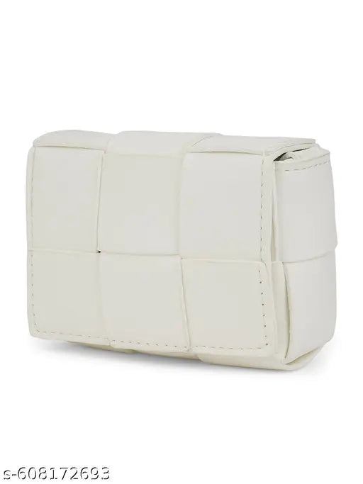 Globus Women White Allover Layered Panel Structure Small Party Sling Bag